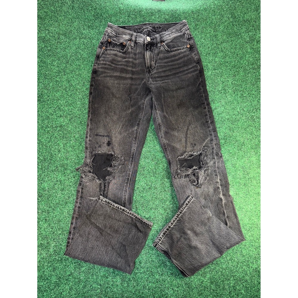 American Eagle 90s Bootcut Jeans Distressed Washed Black Size 00 Regular